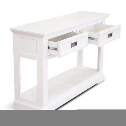 Laelia Console Hallway Entry Table 125cm Solid Acacia Timber Wood Coastal -White - Cosy Abode
