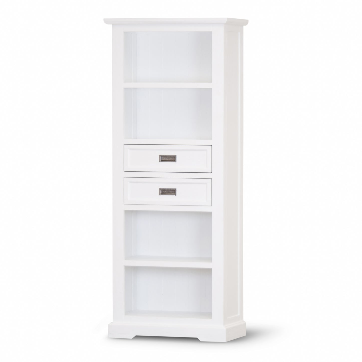Laelia Bookshelf Bookcase 4 Tier Solid Acacia Wood Coastal Furniture - White - Cosy Abode