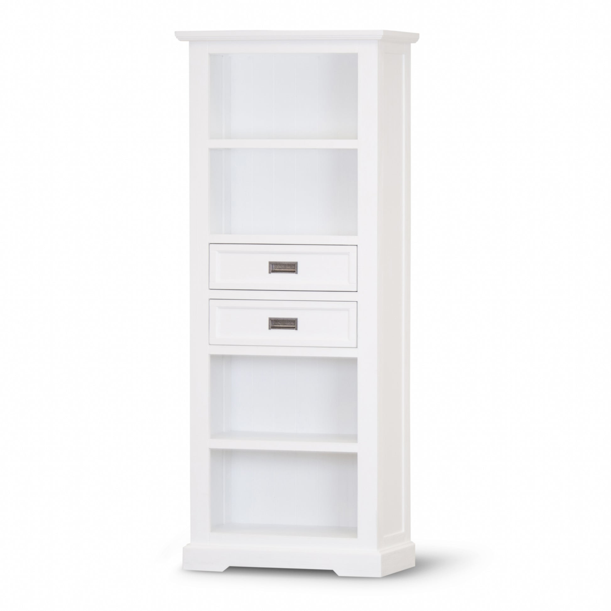 Laelia Bookshelf Bookcase 4 Tier Solid Acacia Wood Coastal Furniture - White - Cosy Abode