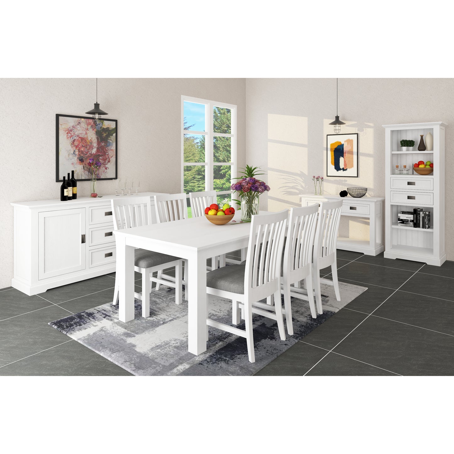 Laelia Bookshelf Bookcase 4 Tier Solid Acacia Wood Coastal Furniture - White - Cosy Abode