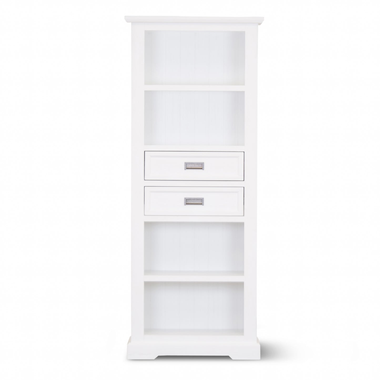 Laelia Bookshelf Bookcase 4 Tier Solid Acacia Wood Coastal Furniture - White - Cosy Abode