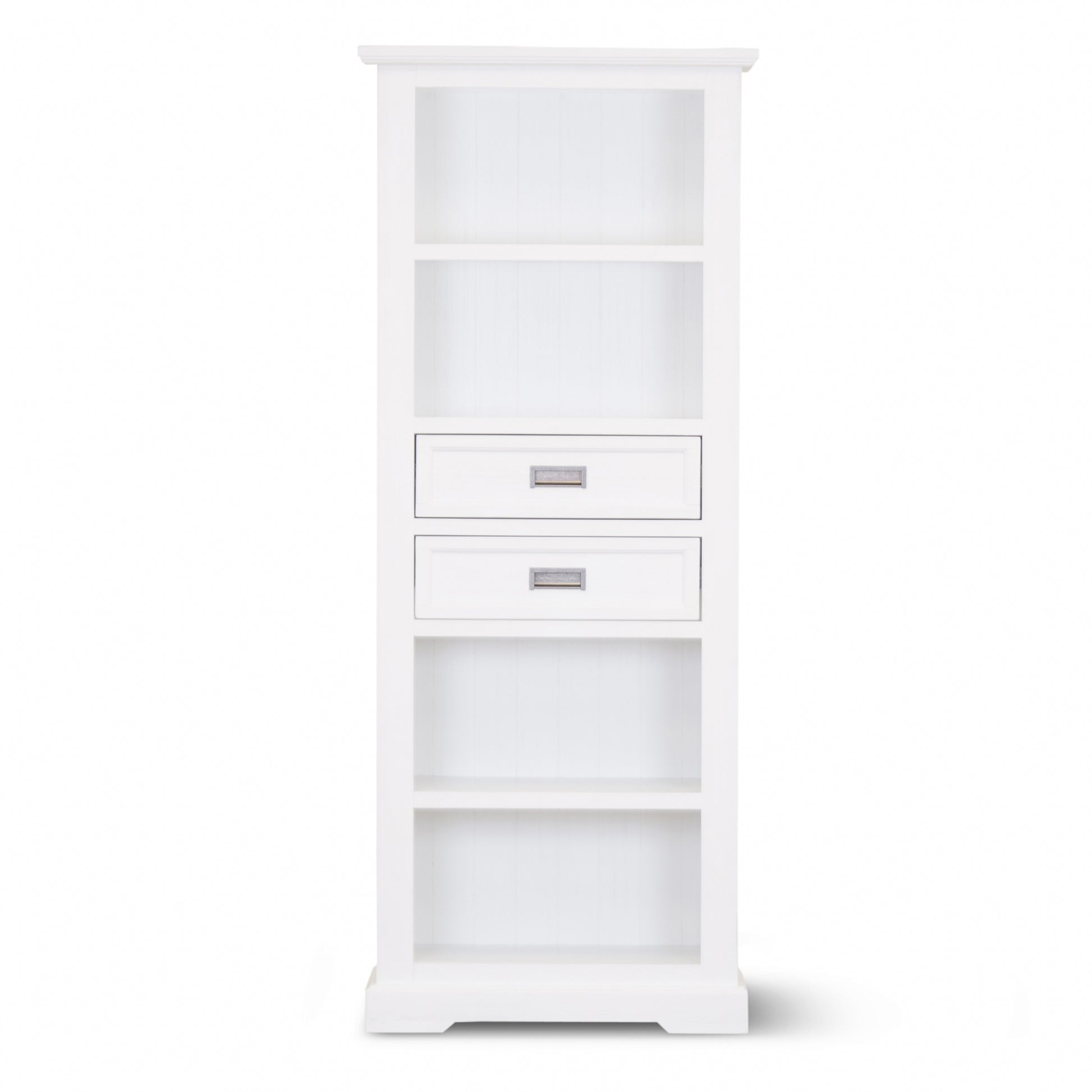 Laelia Bookshelf Bookcase 4 Tier Solid Acacia Wood Coastal Furniture - White - Cosy Abode