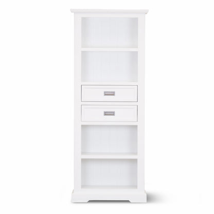 Laelia Bookshelf Bookcase 4 Tier Solid Acacia Wood Coastal Furniture - White - Cosy Abode