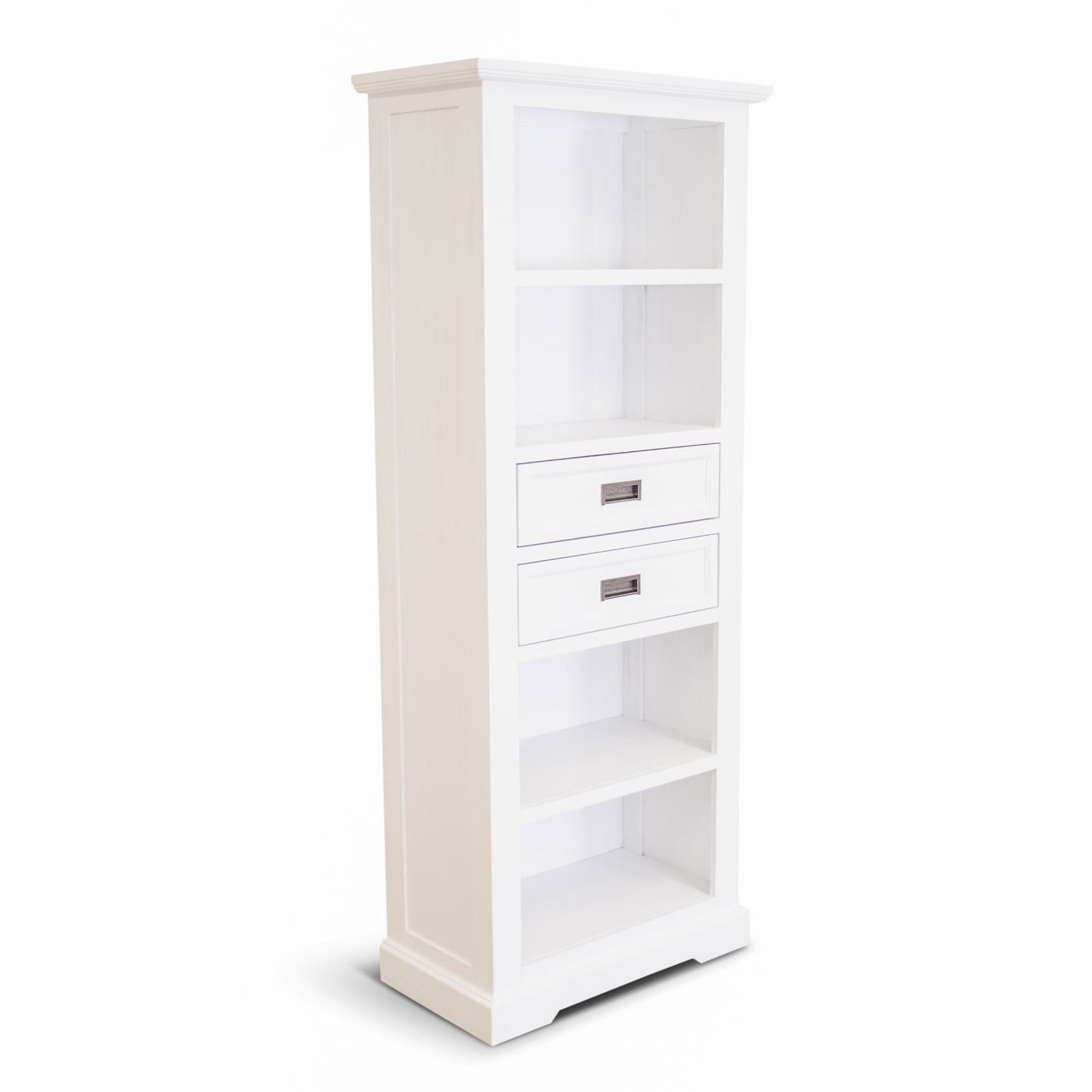 Laelia Bookshelf Bookcase 4 Tier Solid Acacia Wood Coastal Furniture - White - Cosy Abode