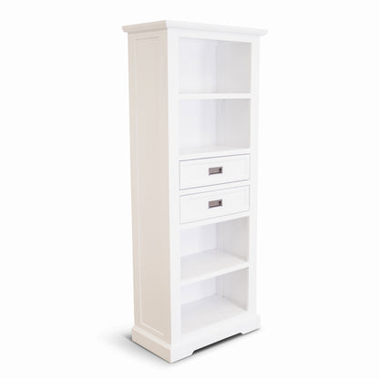 Laelia Bookshelf Bookcase 4 Tier Solid Acacia Wood Coastal Furniture - White - Cosy Abode