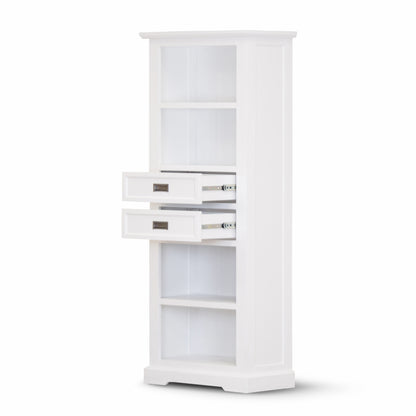 Laelia Bookshelf Bookcase 4 Tier Solid Acacia Wood Coastal Furniture - White - Cosy Abode