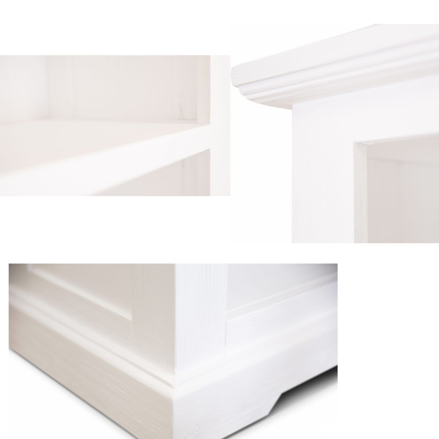 Laelia Bookshelf Bookcase 4 Tier Solid Acacia Wood Coastal Furniture - White - Cosy Abode