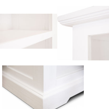 Laelia Bookshelf Bookcase 4 Tier Solid Acacia Wood Coastal Furniture - White - Cosy Abode
