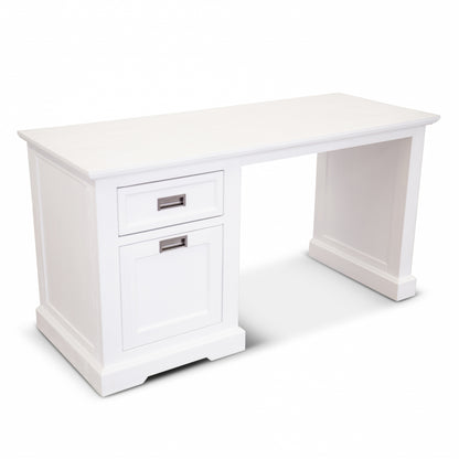 Laelia Study Computer Desk 150cm Office Executive Table Solid Acacia Wood -White - Cosy Abode