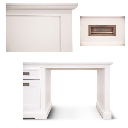 Laelia Study Computer Desk 150cm Office Executive Table Solid Acacia Wood -White - Cosy Abode