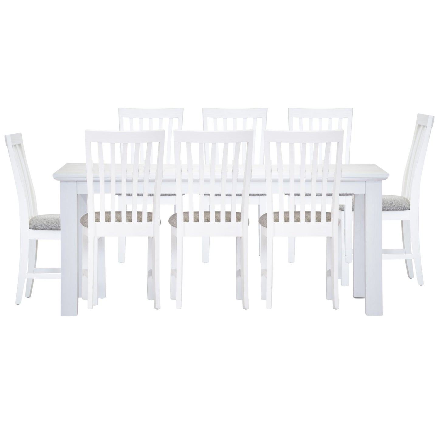 Laelia 9pc Dining Set 220cm Table 8 Chair Acacia Wood Coastal Furniture - White - Cosy Abode