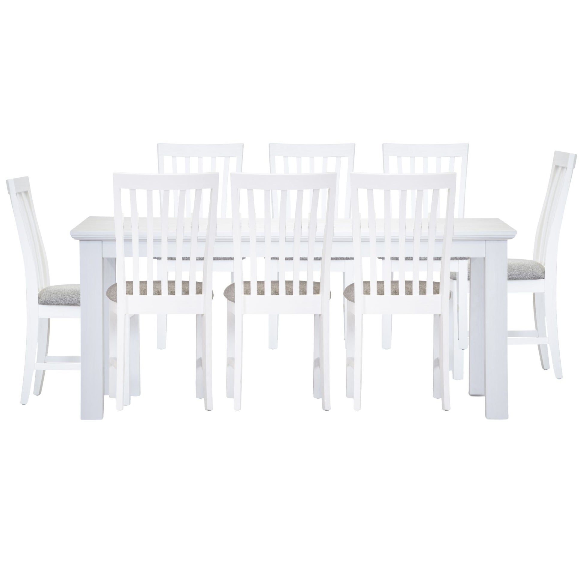 Laelia 9pc Dining Set 220cm Table 8 Chair Acacia Wood Coastal Furniture - White - Cosy Abode