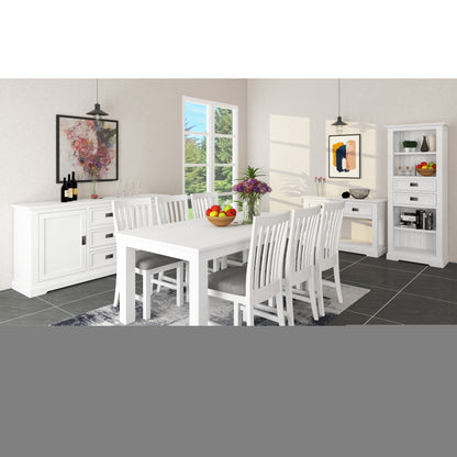 Laelia 9pc Dining Set 220cm Table 8 Chair Acacia Wood Coastal Furniture - White - Cosy Abode