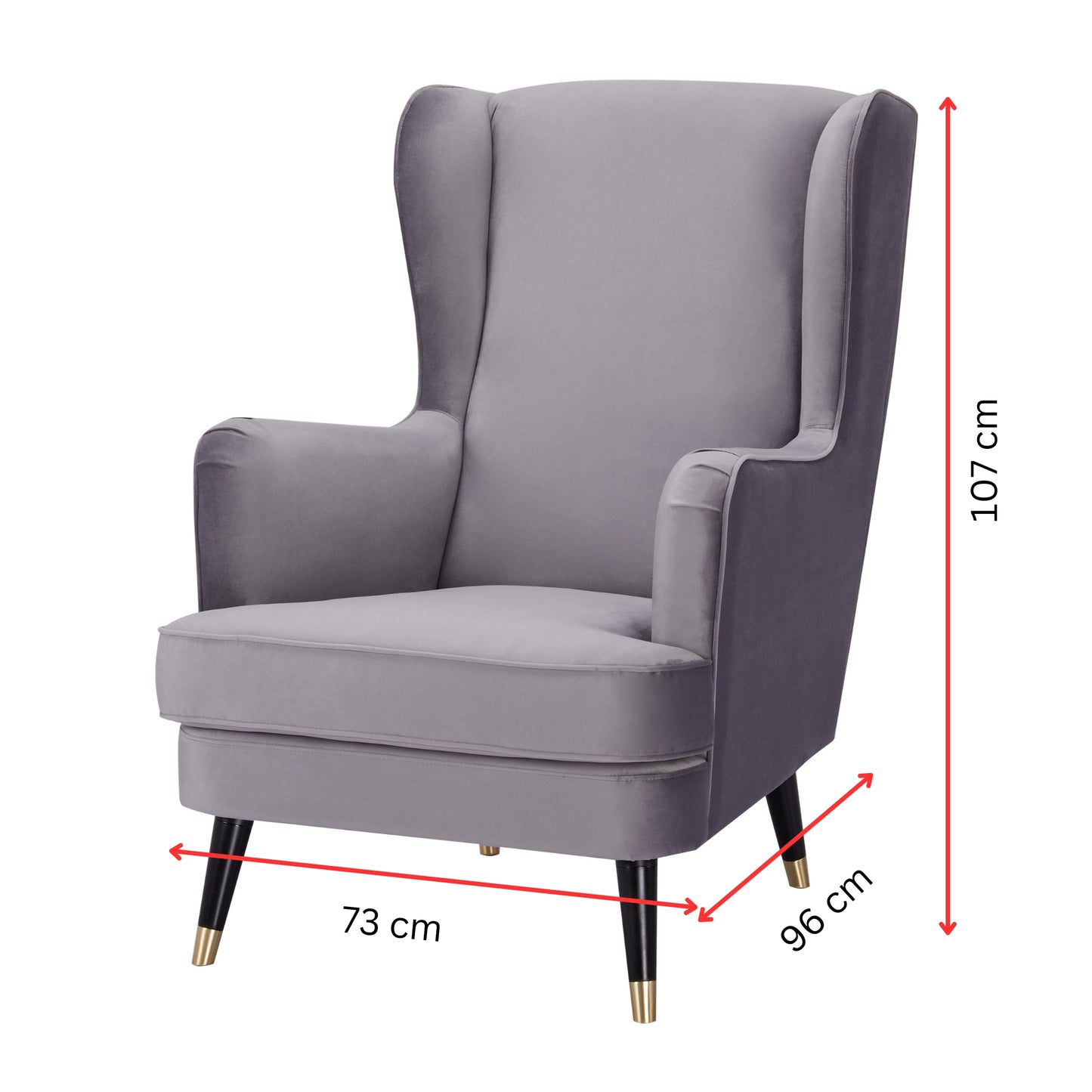 Vivian Accent Sofa Arm Chair Fabric Uplholstered Lounge Couch - Grey - Cosy Abode