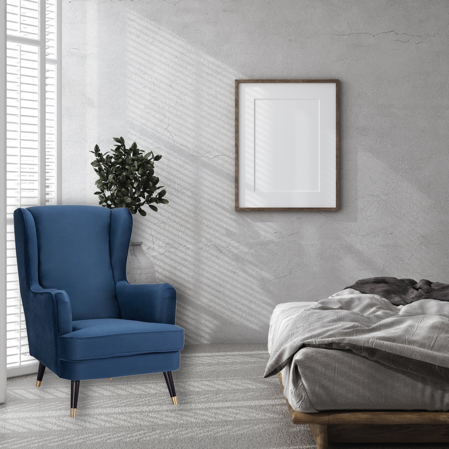 Vivian Accent Sofa Arm Chair Fabric Uplholstered Lounge Couch - Navy - Cosy Abode