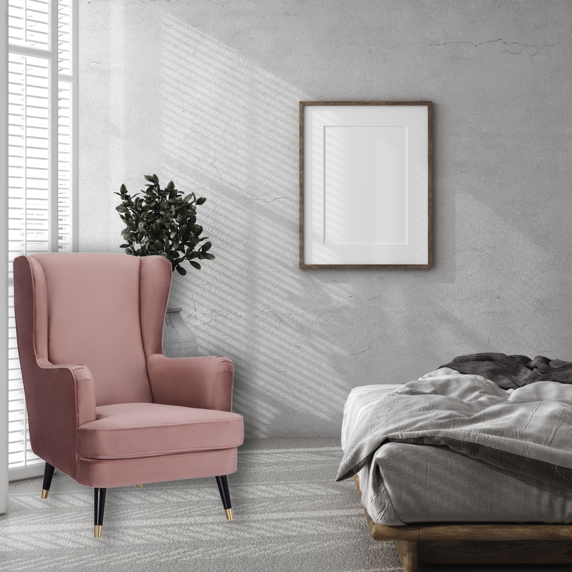 Vivian Accent Sofa Arm Chair Fabric Uplholstered Lounge Couch - Blush - Cosy Abode