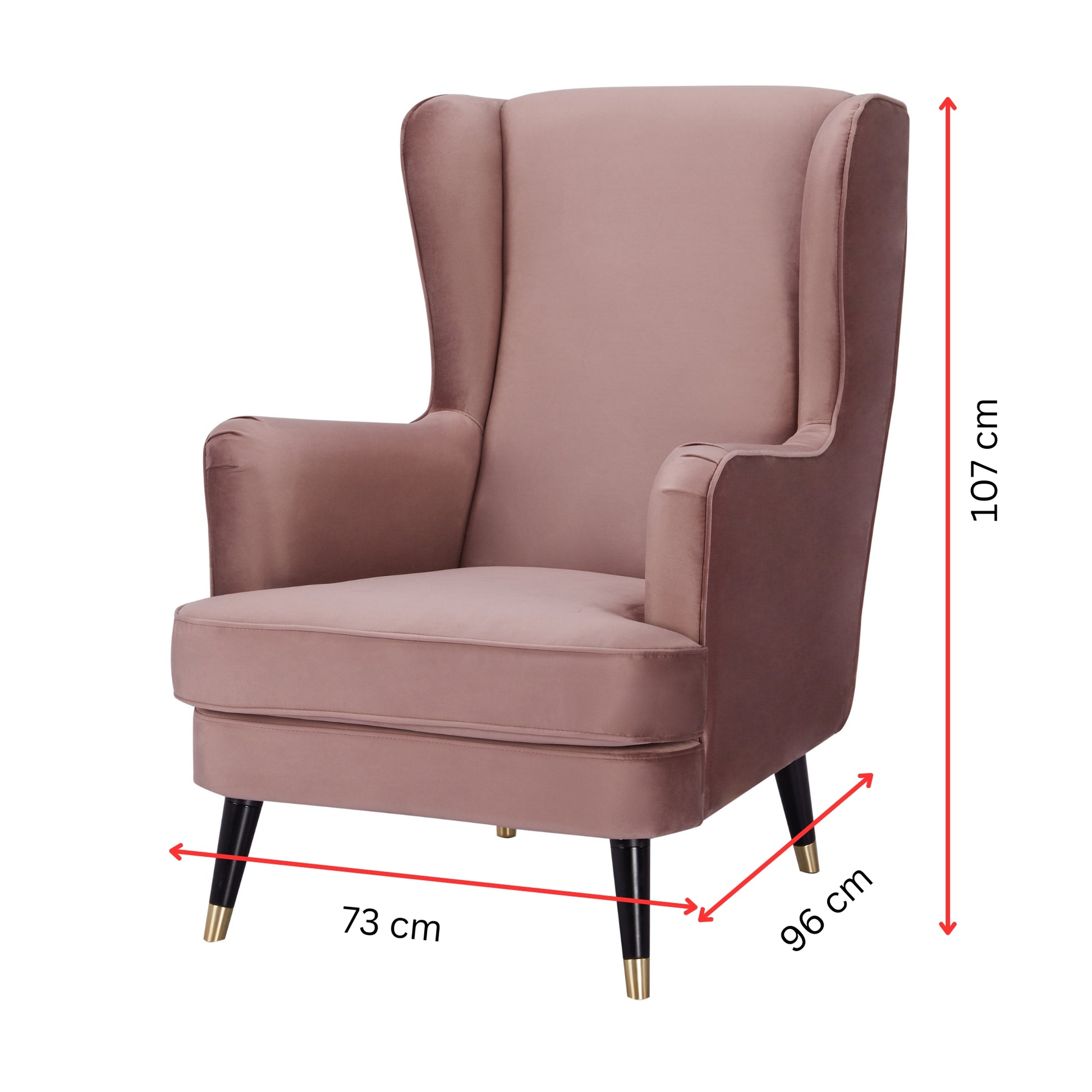 Vivian Accent Sofa Arm Chair Fabric Uplholstered Lounge Couch - Blush - Cosy Abode