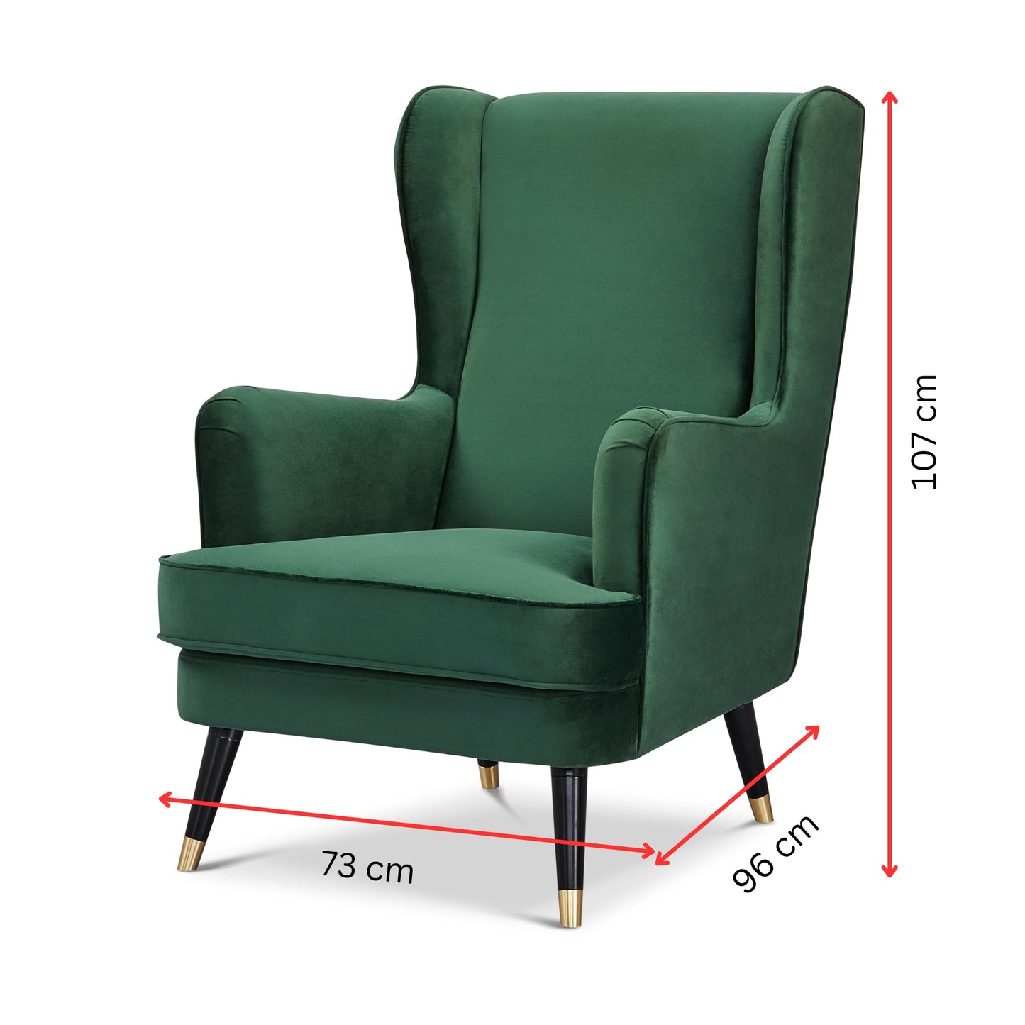 Vivian Accent Sofa Arm Chair Fabric Uplholstered Lounge Couch - Green - Cosy Abode