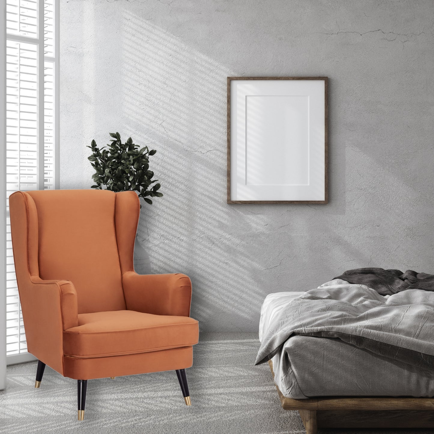 Vivian Accent Sofa Arm Chair Fabric Uplholstered Lounge Couch - Cinnamon - Cosy Abode