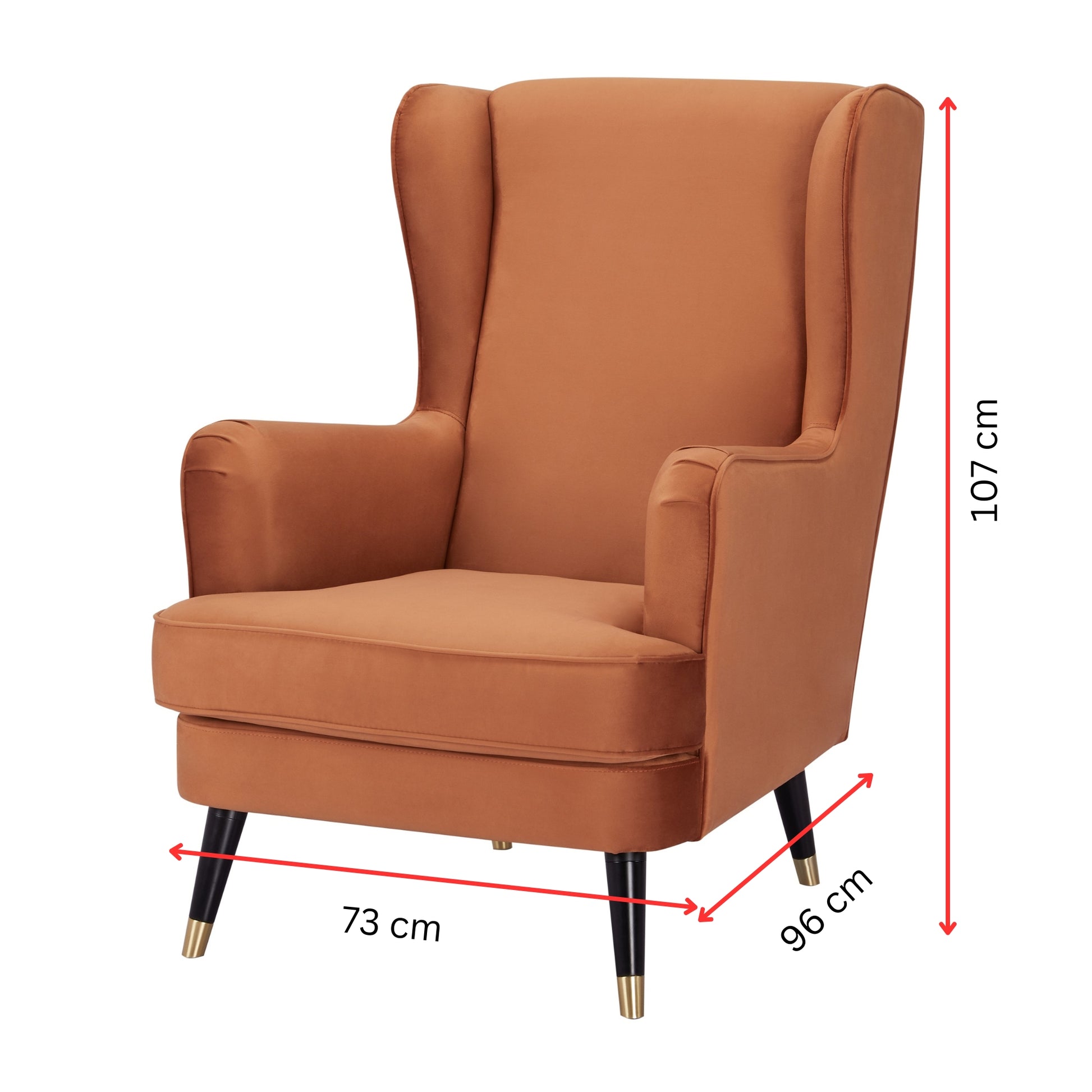 Vivian Accent Sofa Arm Chair Fabric Uplholstered Lounge Couch - Cinnamon - Cosy Abode