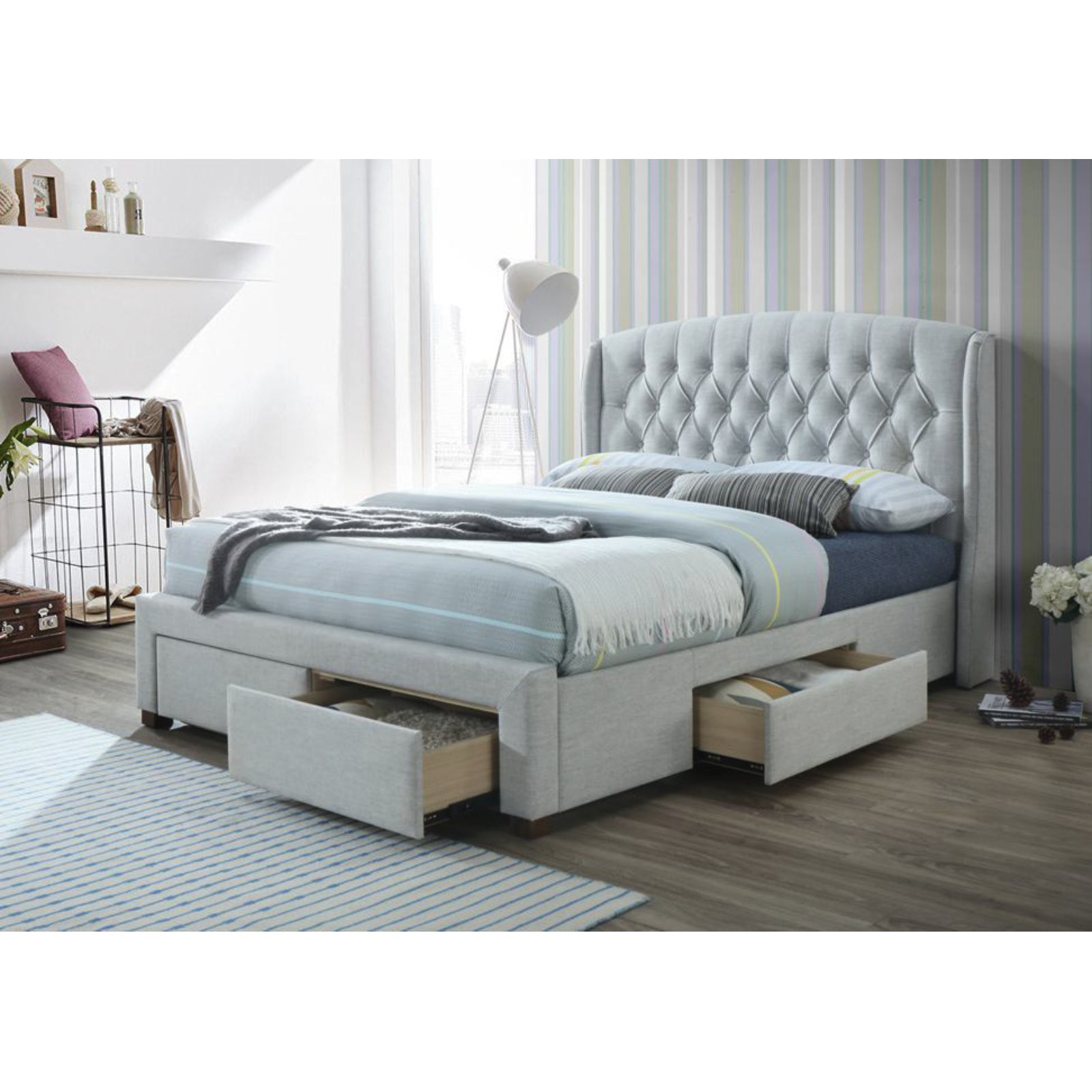 Honeydew Queen Size Bed Frame Timber Mattress Base With Storage Drawers - Beige - Cosy Abode