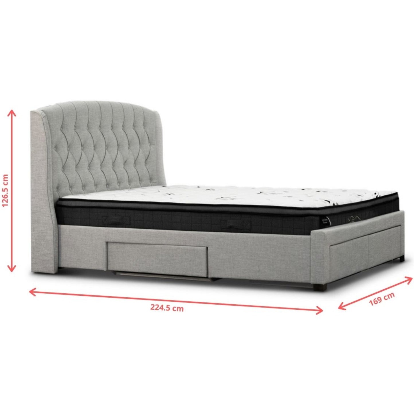 Honeydew Queen Size Bed Frame Timber Mattress Base With Storage Drawers - Beige - Cosy Abode