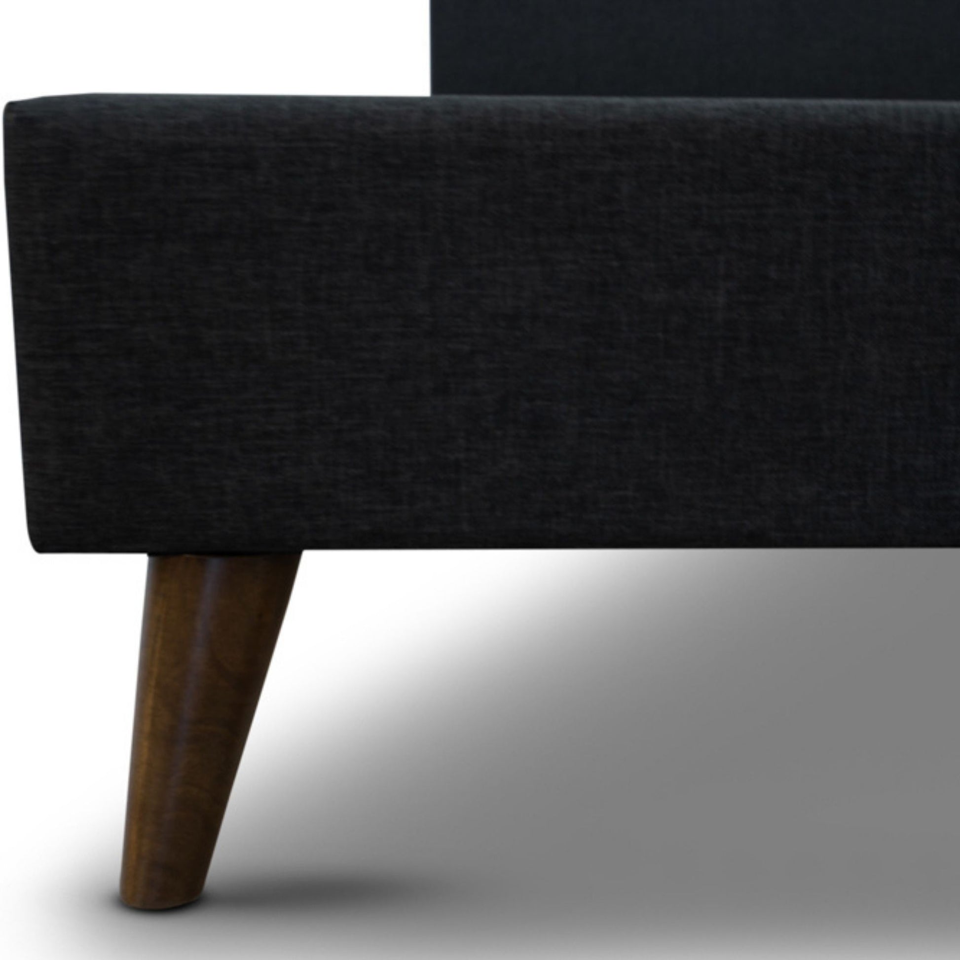 Volga Queen Bed Platform Frame Fabric Upholstered Mattress Base - Charcoal - Cosy Abode