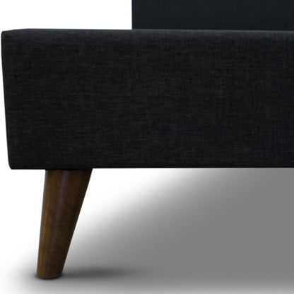 Volga Queen Bed Platform Frame Fabric Upholstered Mattress Base - Charcoal - Cosy Abode