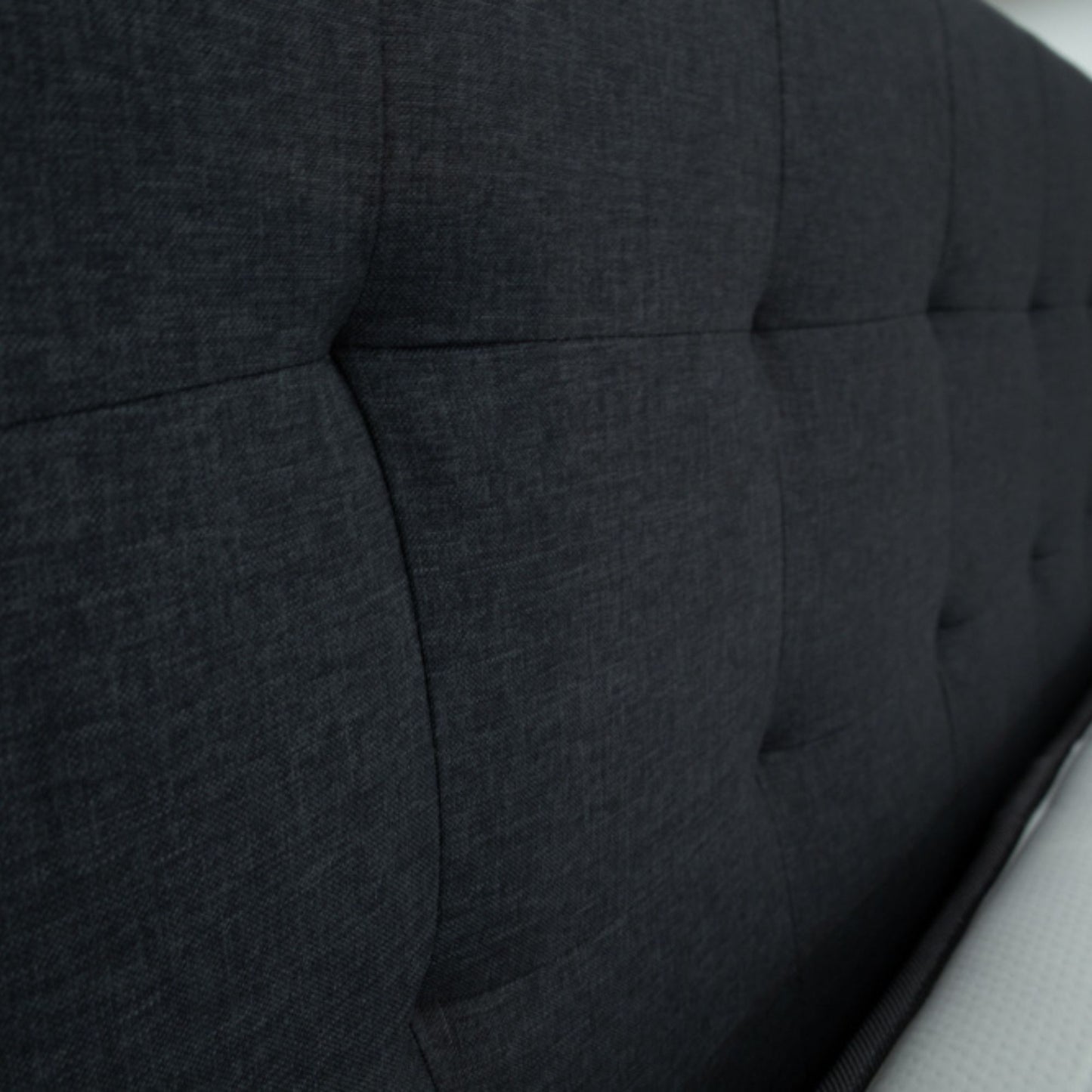Volga Queen Bed Platform Frame Fabric Upholstered Mattress Base - Charcoal - Cosy Abode
