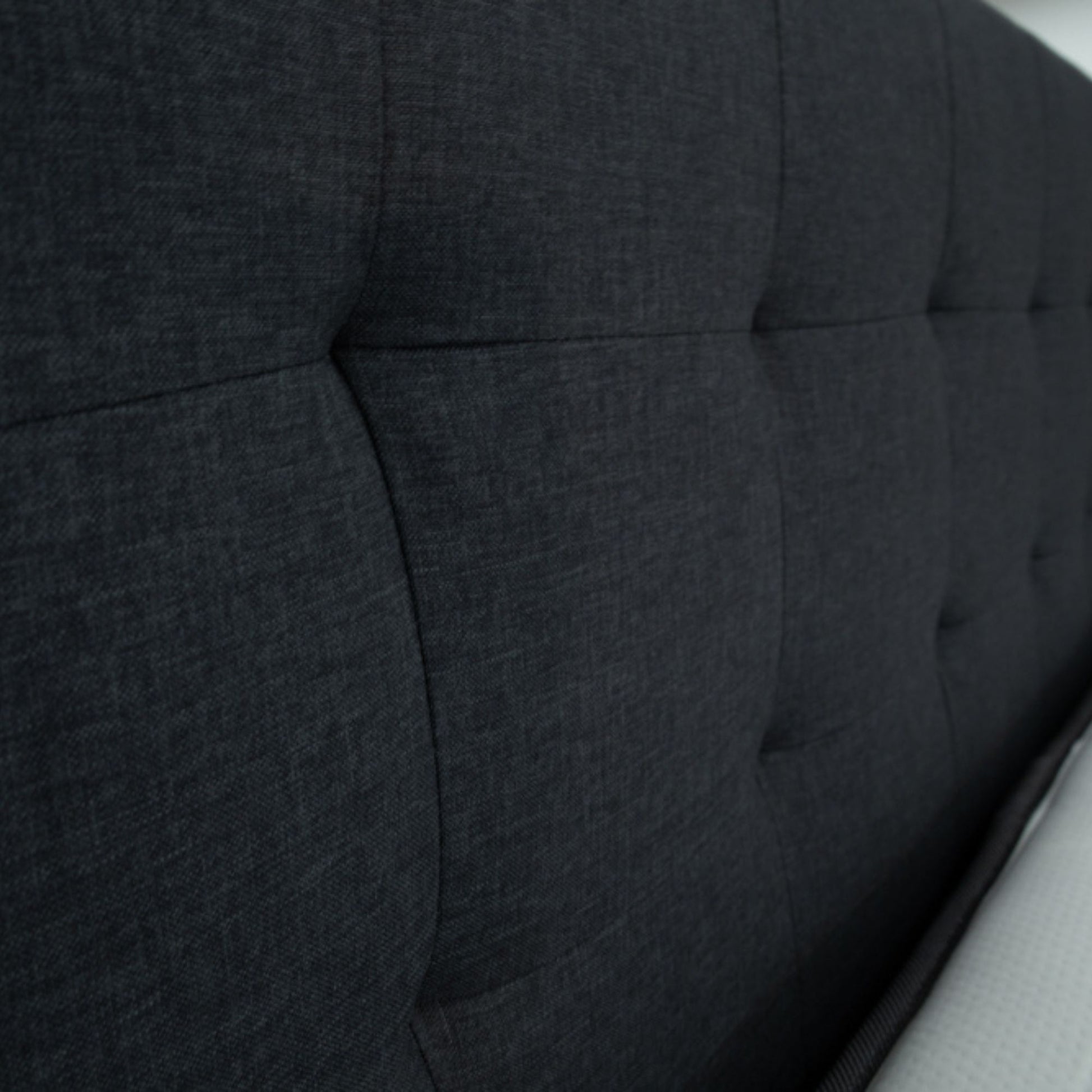 Volga Queen Bed Platform Frame Fabric Upholstered Mattress Base - Charcoal - Cosy Abode