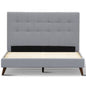 Volga King Single Bed Platform Frame Fabric Upholstered Mattress Base - Grey - Cosy Abode