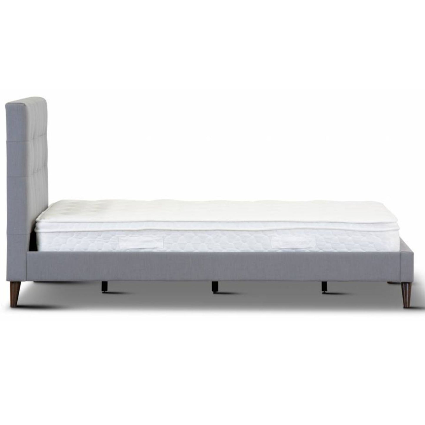 Volga King Single Bed Platform Frame Fabric Upholstered Mattress Base - Grey - Cosy Abode
