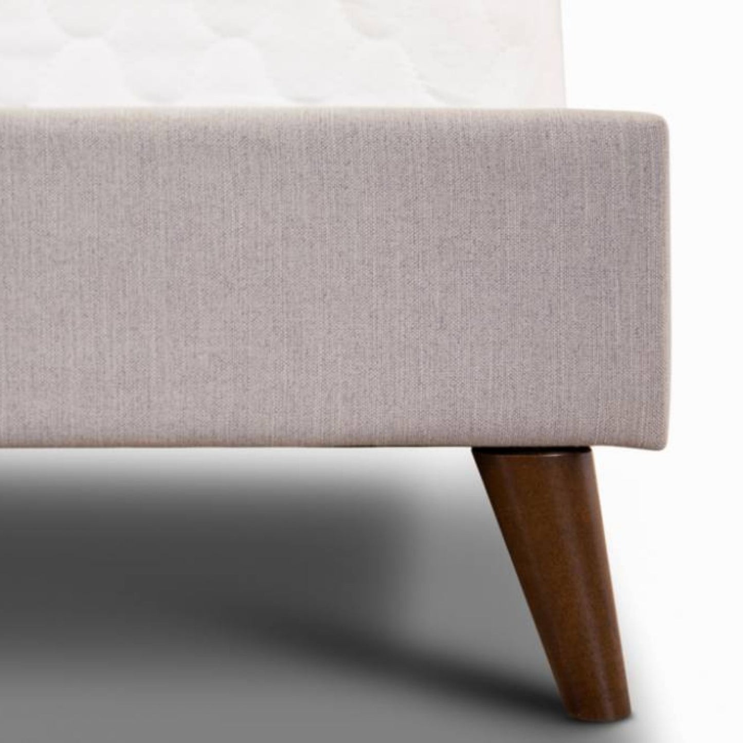 Volga King Single Bed Platform Frame Fabric Upholstered Mattress Base - Grey - Cosy Abode