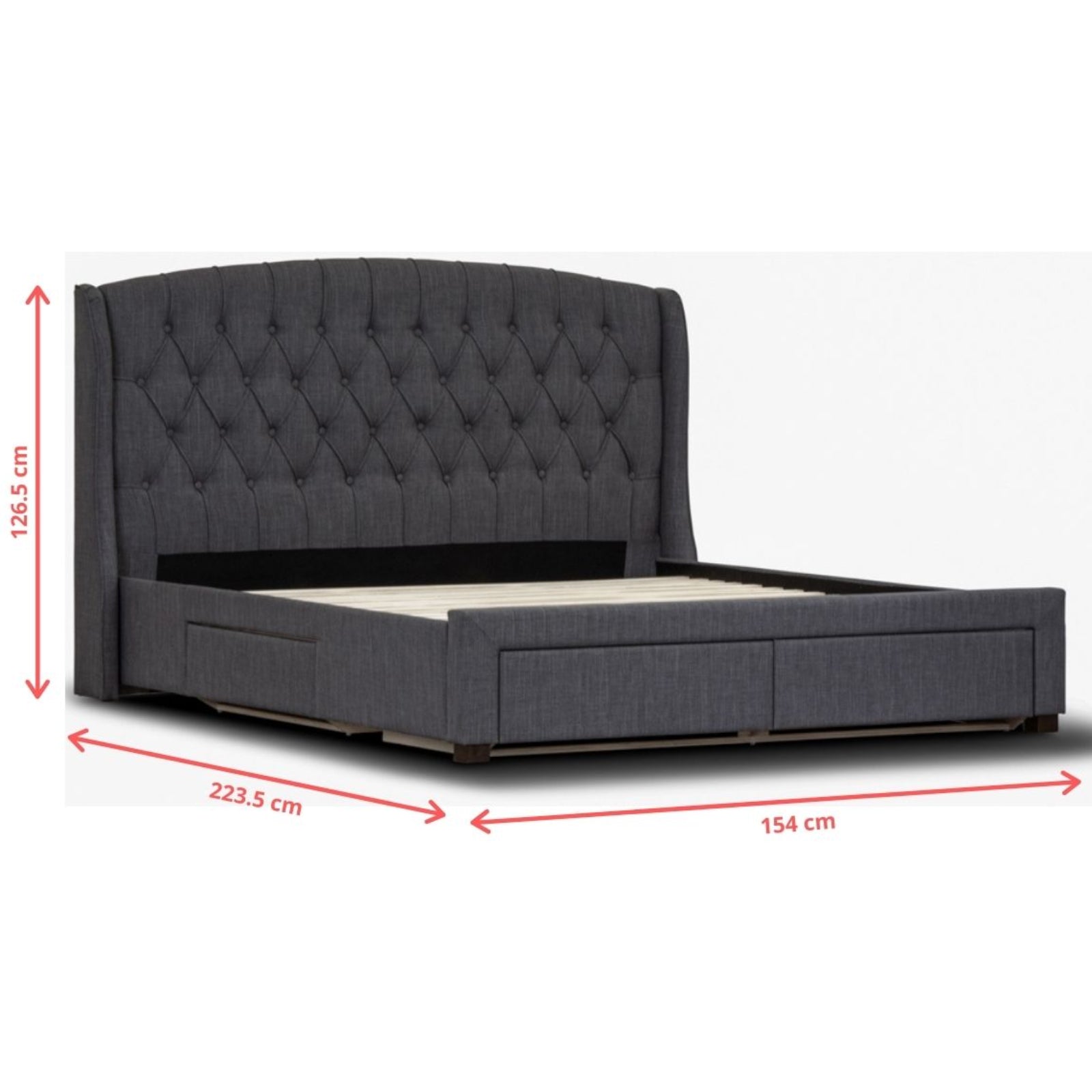 Honeydew Double Size Bed Frame Timber Mattress Base With Storage Drawers - Grey - Cosy Abode