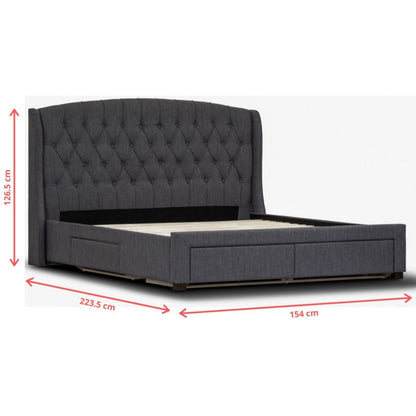 Honeydew Double Size Bed Frame Timber Mattress Base With Storage Drawers - Grey - Cosy Abode
