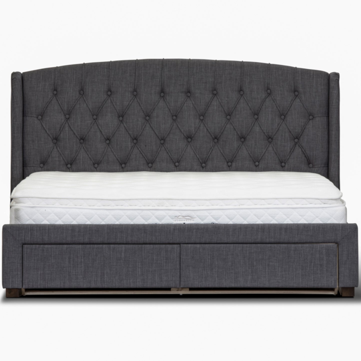 Honeydew Double Size Bed Frame Timber Mattress Base With Storage Drawers - Grey - Cosy Abode