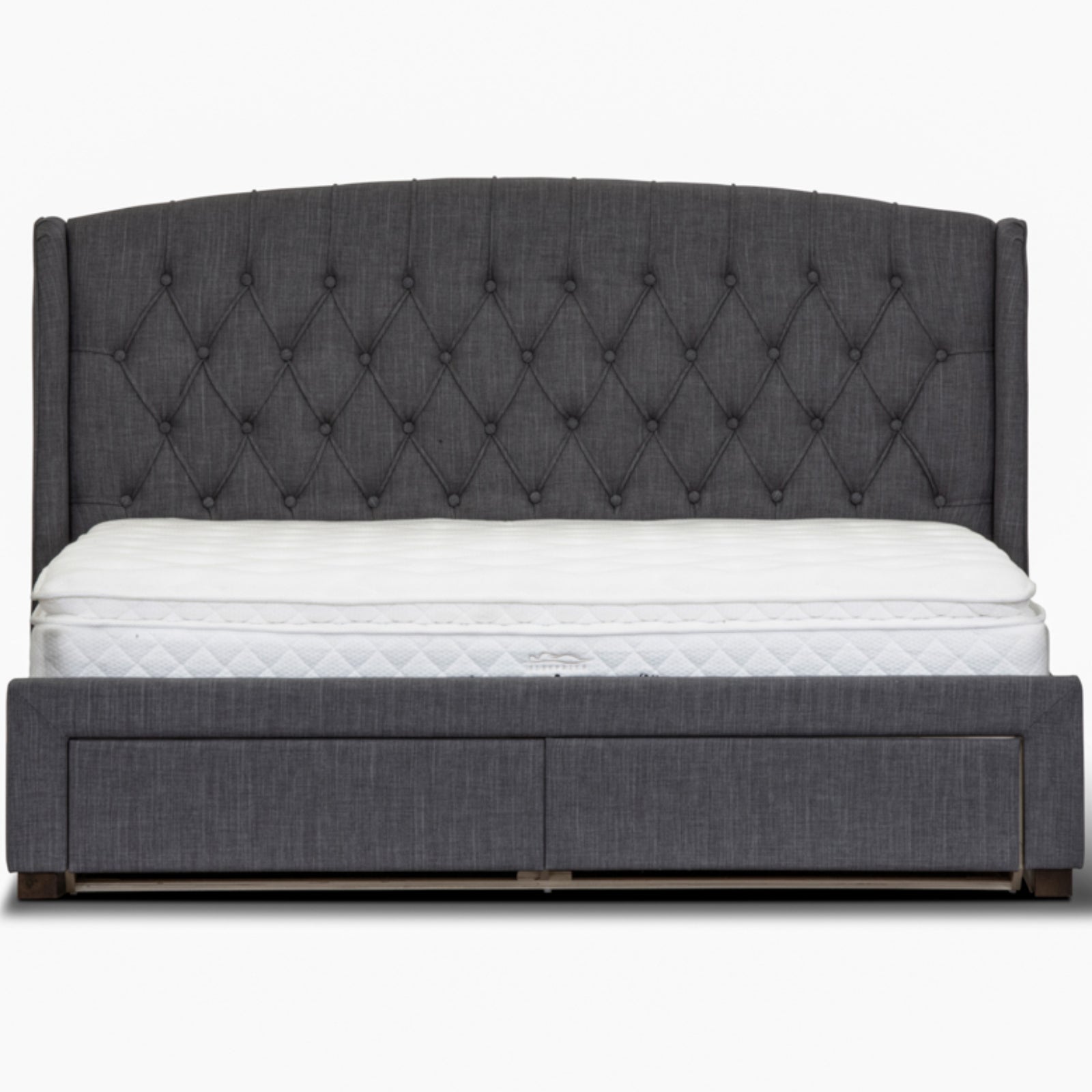 Honeydew Double Size Bed Frame Timber Mattress Base With Storage Drawers - Grey - Cosy Abode