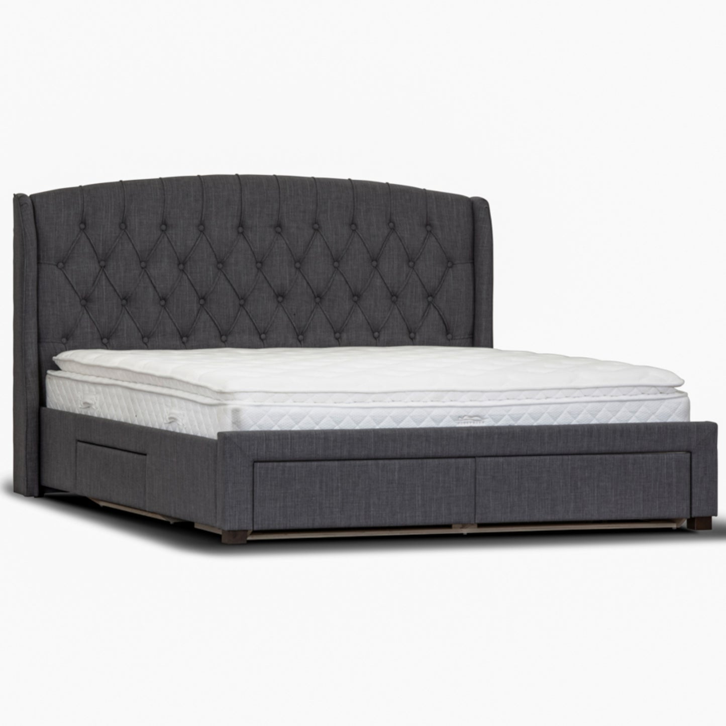 Honeydew Double Size Bed Frame Timber Mattress Base With Storage Drawers - Grey - Cosy Abode