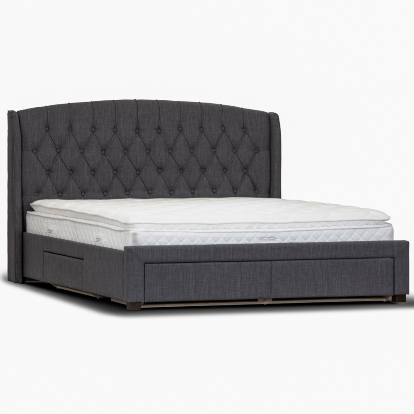 Honeydew Double Size Bed Frame Timber Mattress Base With Storage Drawers - Grey - Cosy Abode