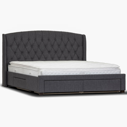 Honeydew Double Size Bed Frame Timber Mattress Base With Storage Drawers - Grey - Cosy Abode