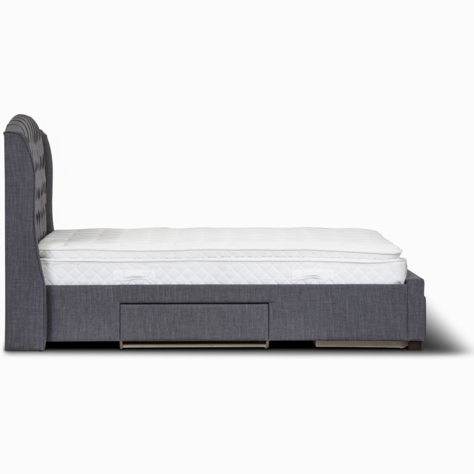 Honeydew Double Size Bed Frame Timber Mattress Base With Storage Drawers - Grey - Cosy Abode