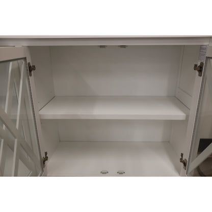 Daisy Buffet Table 180cm 4 Glass Door Solid Acacia Wood Hampton Furniture -White - Cosy Abode