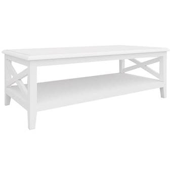 Daisy Coffee Table 120cm Rectangular Solid Acacia Wood Hampton Furniture - White - Cosy Abode