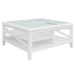 Daisy Coffee Table 100cm Glass Top Solid Acacia Wood Hampton Furniture - White - Cosy Abode