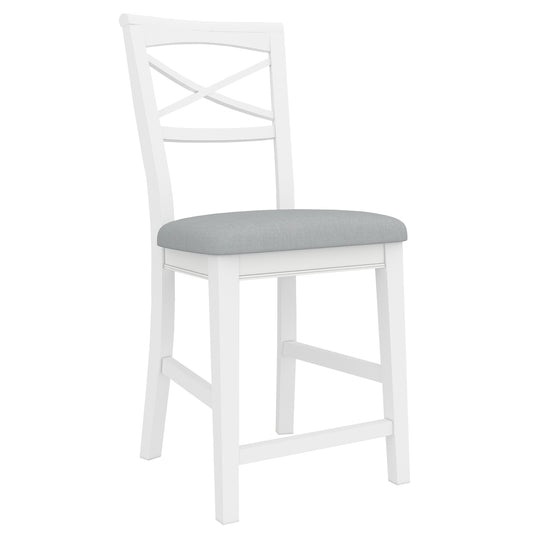 Daisy Tall Bar Chair Stool Set of 2 Solid Acacia Wood Hampton Furniture - White - Cosy Abode