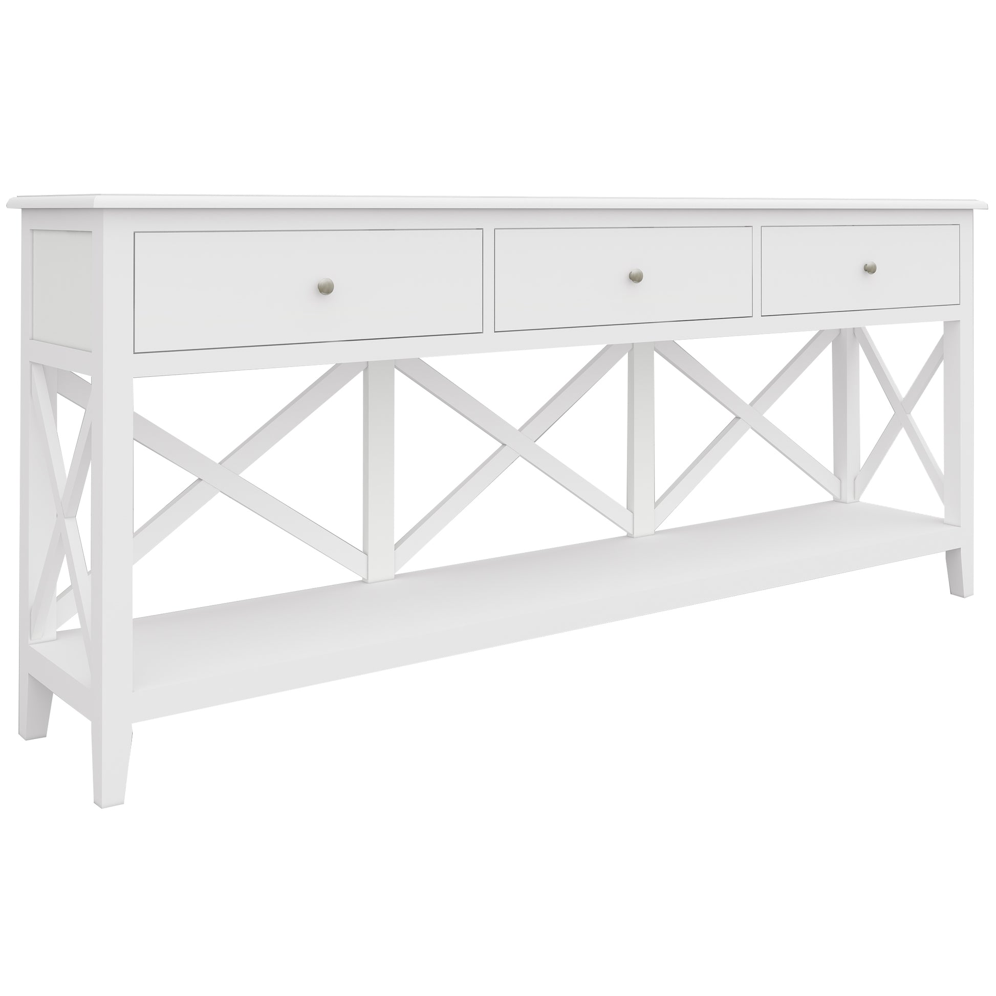 Daisy Console Hallway Entry Table 176cm Solid Acacia Timber Wood Hampton - White - Cosy Abode