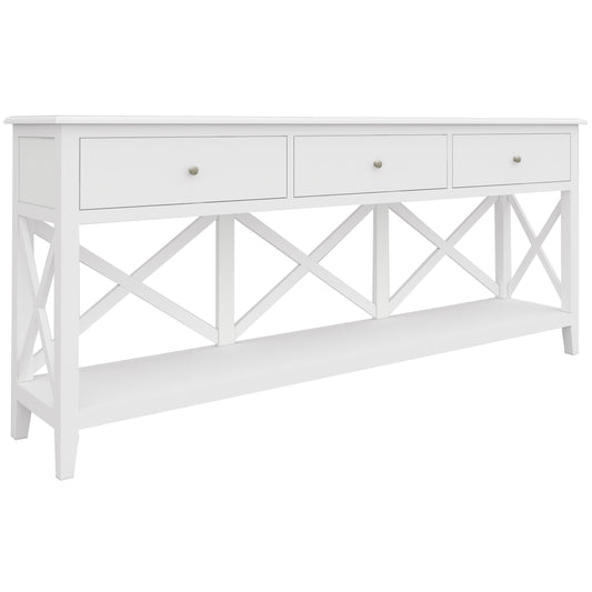 Daisy Console Hallway Entry Table 176cm Solid Acacia Timber Wood Hampton - White - Cosy Abode