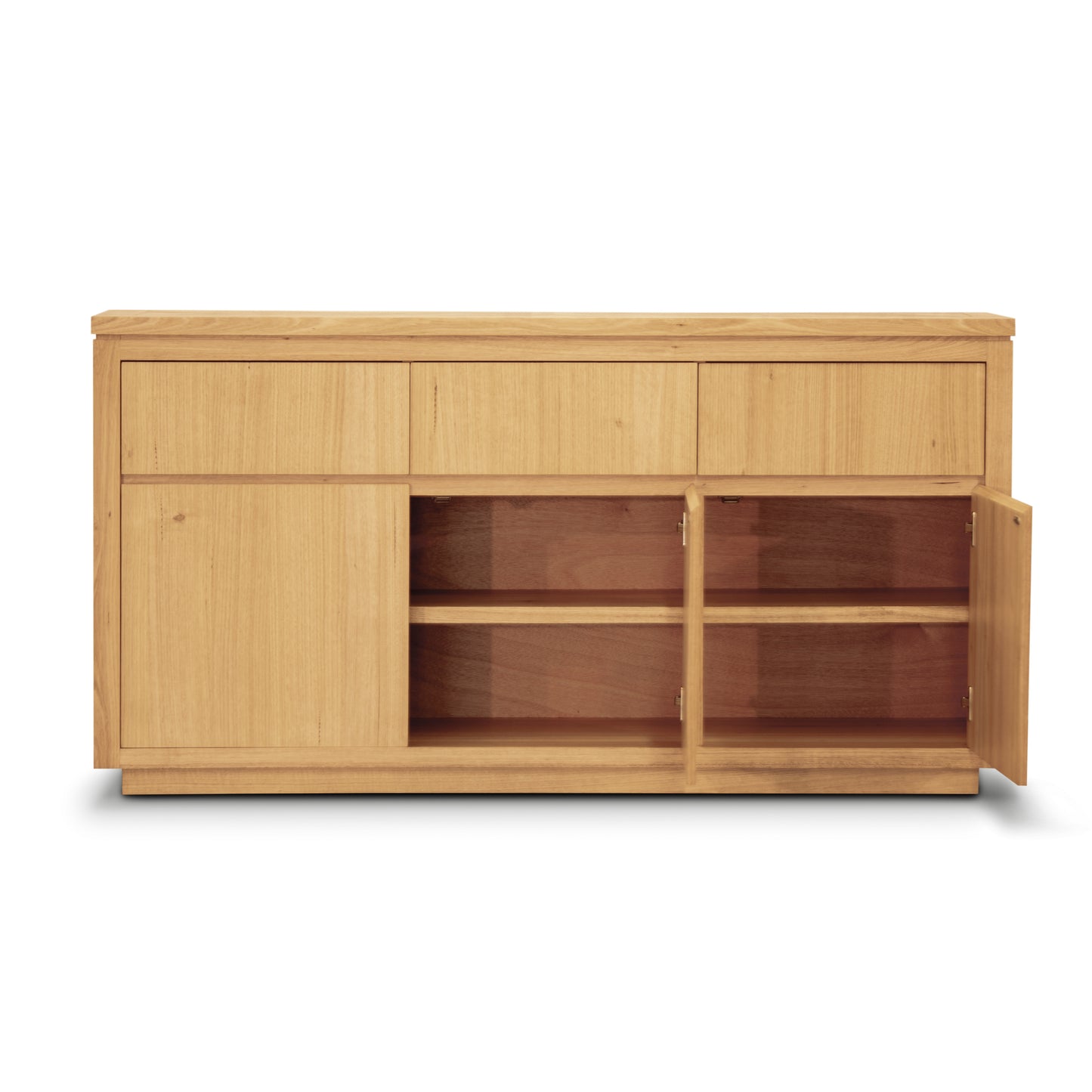 Rosemallow Buffet Table 165cm 3 Door 3 Drawer Solid Messmate Timber - Natural - Cosy Abode