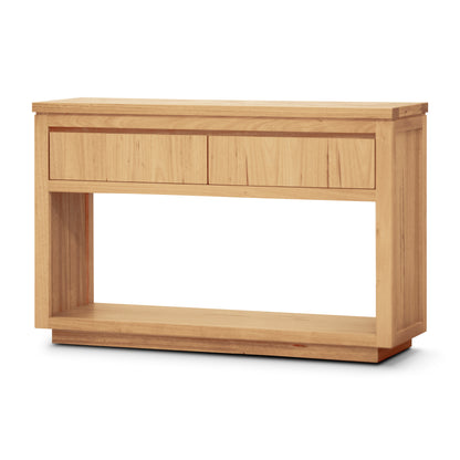 Rosemallow Console Hall Entry Table 119cm Parquet Top Solid Messmate Timber - Cosy Abode