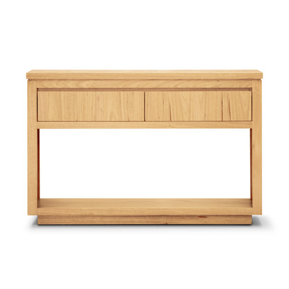 Rosemallow Console Hall Entry Table 119cm Parquet Top Solid Messmate Timber - Cosy Abode